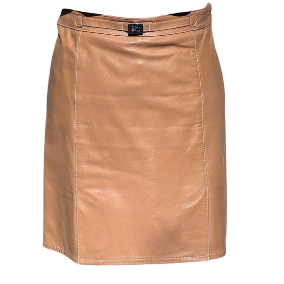 Burberry Leather Skirt Caramel Brown 38 - Picture 6 of 14